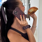 Brown Polka Dot Scrunchie