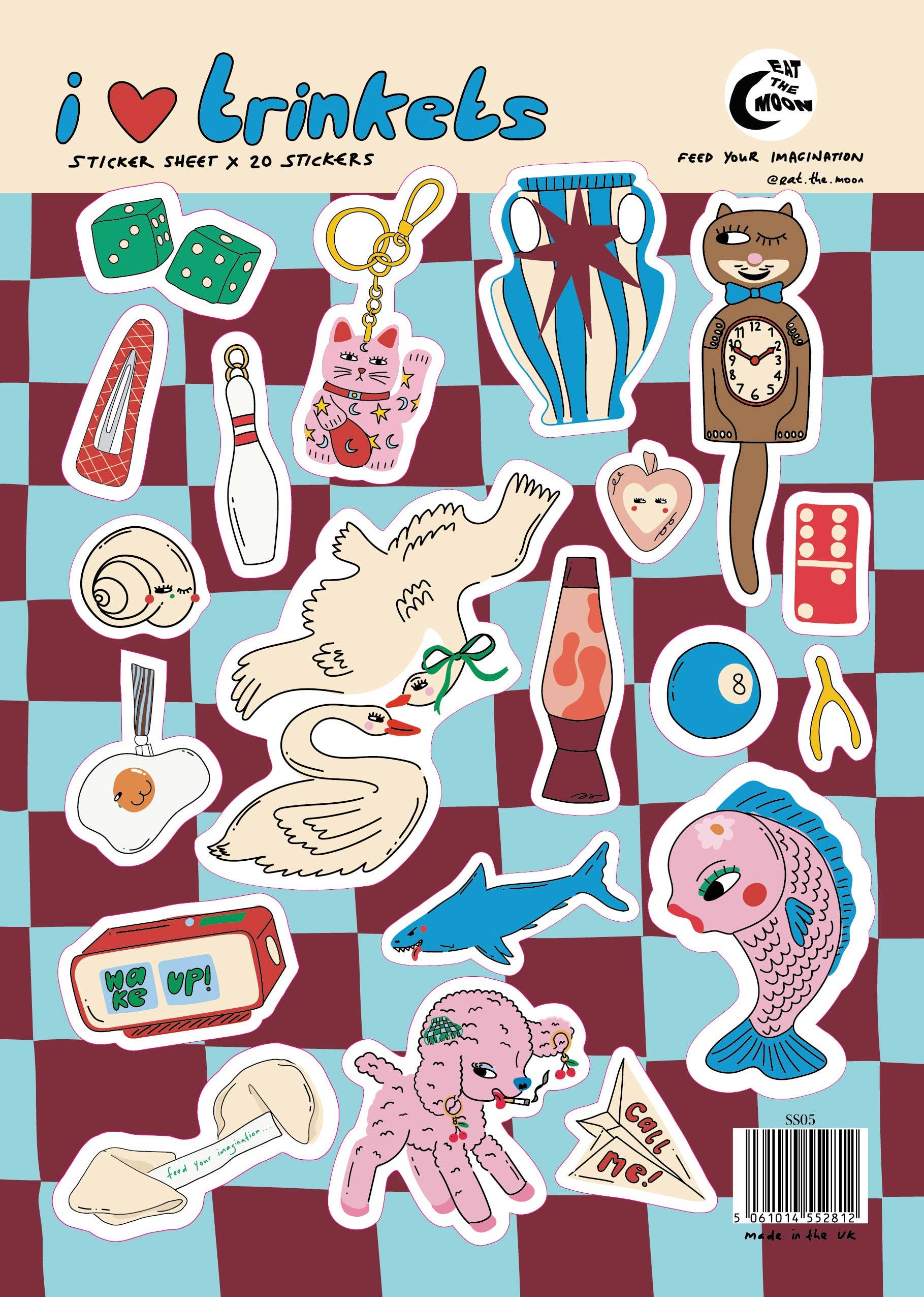 A5 sticker sheet; trinkets design, scrapbooking